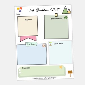 ADHD Task Breakdown Sheet | Break Big Tasks Into Small Steps (PDF Download)
