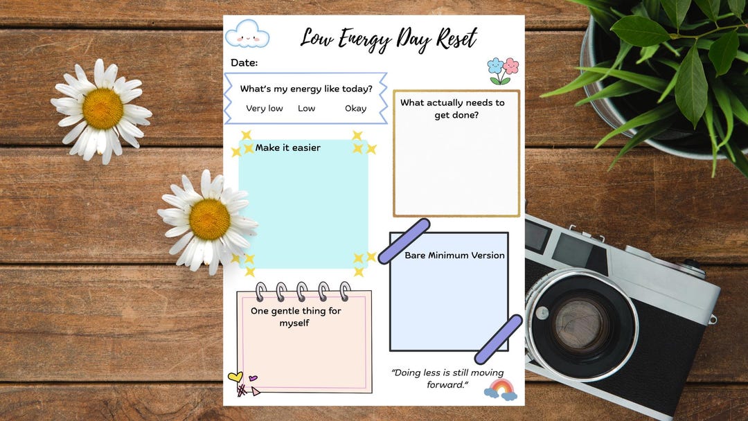 Low Energy Day Reset Printable/ ADHD Gentle Productivity Planner ...