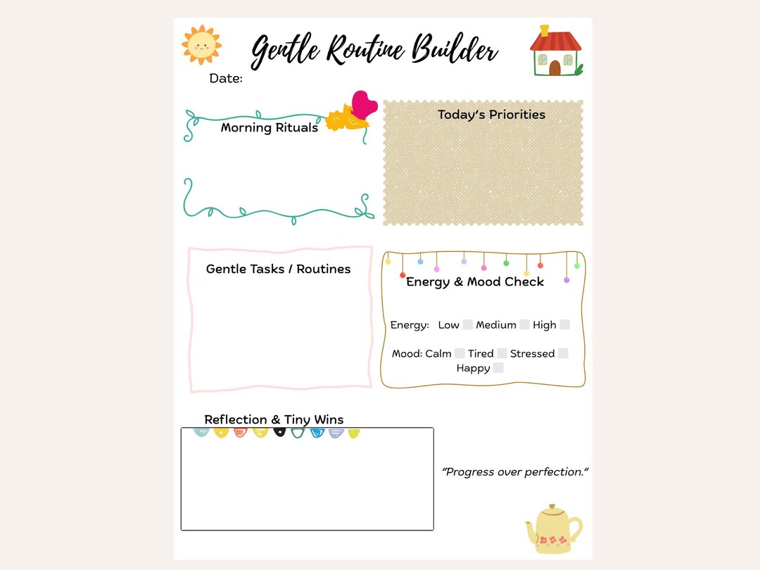 Gentle Routine Builder Worksheet: ADHD Habit Planner (PDF Download) - Etsy