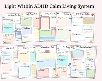 ADHD-utskrivbar planeringspaket – Lugnt livssystem, fokus, rutin, emotionell återställning (digital nedladdning)