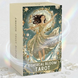 Ethereal Bloom Tarot Deck – 78 Floral Moon Cards with Guidebook