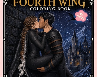 Libro da colorare Quarta Ala / Illustrazione fantasy del cavaliere del drago (Download digitale)