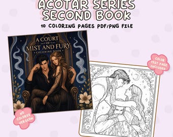 Libro da colorare di A Court of Mist and Fury / Pagine romantiche di Feyre Rhysand (Download digitale)