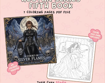 Libro da colorare "A Court of Silver Flames" / Pagine da colorare fantasy romance con Nesta Cassian (Download digitale)