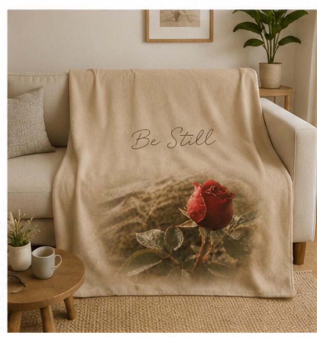 Be Still Cozy Throw Blanket | Soft Rose Blanket | Calming Comfort Gift ...
