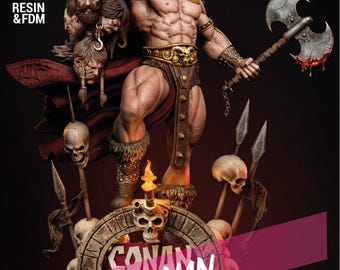 Conan le Barbare - Figurine articulée - Illustration de fan - Résine 12K
