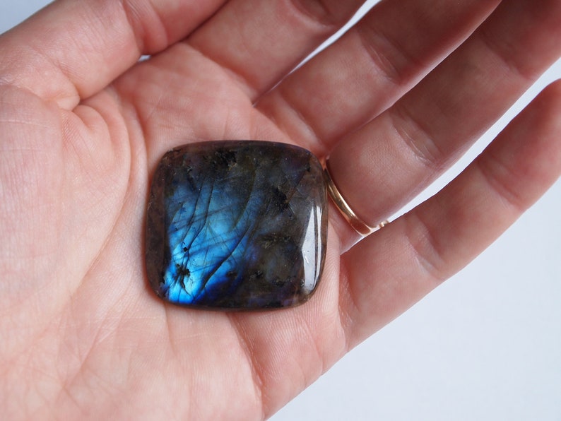 Labradorite Polished Cabochon 35x35mm Square Flat Back Gemstone