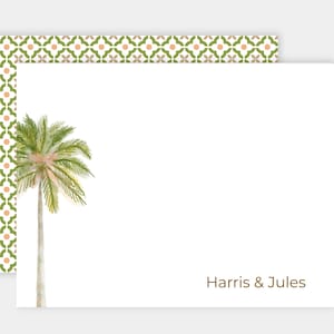 Personalized Palm Tree Notecard, Tropical Stationery Set, Watercolor Coastal Design