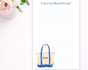 Personalized Beach Packing List Notepad | Custom Name Vacation Planner | Coastal Stationery