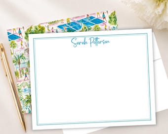 Personalized Tennis Pickleball Stationery: Summer Sports Notecard Set