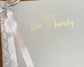 Grey Linen Photo Album with Gold Lettering|Personalized Wedding Album|Wedding Gift