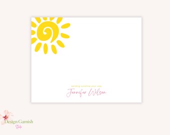 Personalized Sunshine Notecard Set: Custom Stationery Gift for Friends