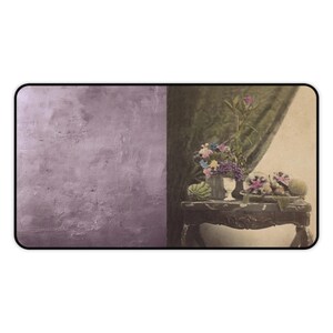 Vintage Floral Still Life Desk Mat, Antique Vase Flowers Mouse Pad, Photography Desk Mat
