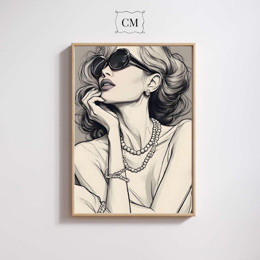 Minimalist Woman Line Art Print, Elegant Vintage Portrait Wall Decor ...