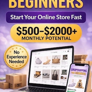 Dropshipping-guide för nybörjare | Starta webbutik | Lagerfri verksamhet | Tjäna pengar och passiv inkomst | Sidoinkomst E-bok