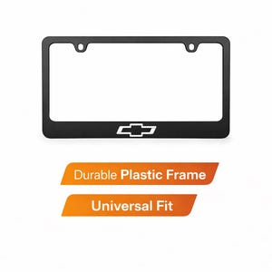 Black License Plate Frame with Bowtie Style Logo – Car Tag Holder – Universal Fit Auto Accessory