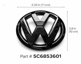 Front Grille Emblem Gloss Black for Jetta Sedan 2011-2014 MK6 | Car Badge Replacement | Part 5C6853601