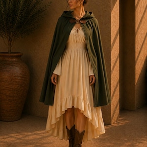 Mittelalter Umhang mit Kapuze, Renaissance Cape, Fantasy LARP Umhang, Zauberer Cosplay Mantel