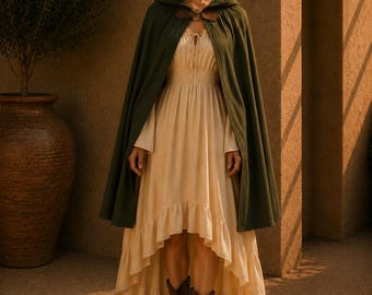 Hooded Medieval Cloak, Renaissance Cape, LARP Fantasy Cloak, Wizard Cosplay Cape, Elf Hooded Costume