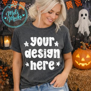 Comfort Colors 1717 Pepper Shirt Mockup, CC 1717 Pepper T-Shirt Foto, Herbst Outdoor Lifestyle Minimal Bild, Girly Grau Grau Shirt Mockup
