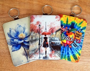 PU Leather ID Badge Holder | Multiple Fun Patterns, Keyring, Lanyard