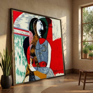 Picasso, Abstract Cubist Portrait Canvas, Colorful Modern Wall Art, Geometric Home Decor, Contemporary Canvas Design, Artistic Expression Pr