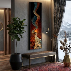 Abstract Infinity Path Canvas, Mosaic Swirl Wall Art, Modern Geometric Canvas, Tunnel Effect Decoration, Contemporary Home Art