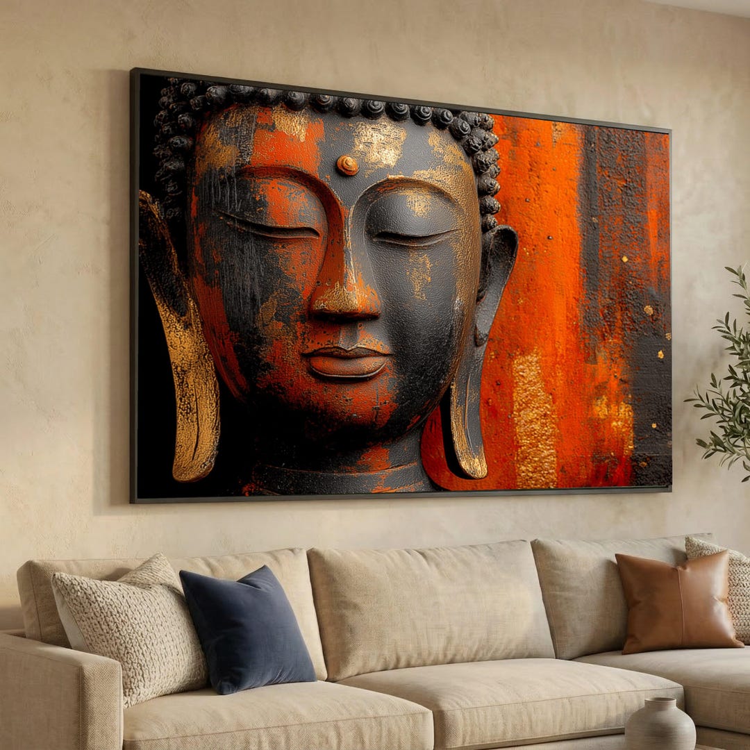 Tranquil Buddha Face Canvas, Zen Wall Art, Asian Spiritual Decor ...