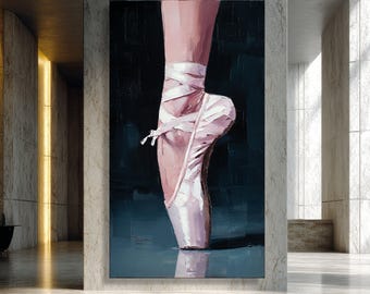 Ballet Pointe Shoe Close-Up Canvas, Elegant Dance Art, Ballet Wall Decor, Contemporary Dance Canvas, Pink Ballet Foot Art