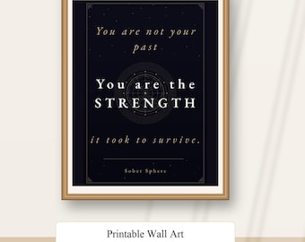 Sobriety Wall Art Printable, You Are The Strength Digital Download, Sober Recovery Gift