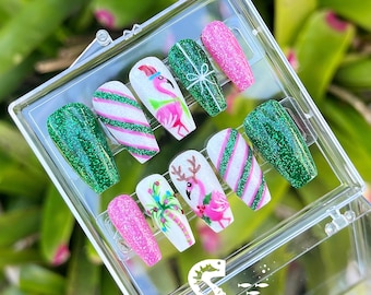 Flamingle All The Way Druk op gelnagels