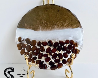 READY TO SHIP Handmade Resin Espresso Yourself! Coaster made with Real Encapsulated Coffee Beans