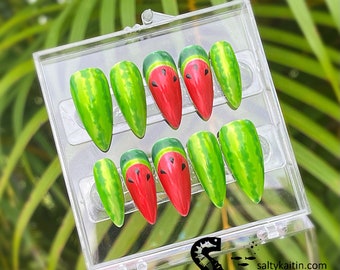 Jelly Chrome Wassermelone Gel Press On Nails