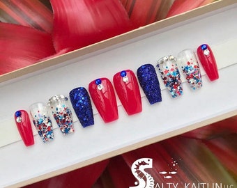 Mermaid In The USA Press On Gel Nails