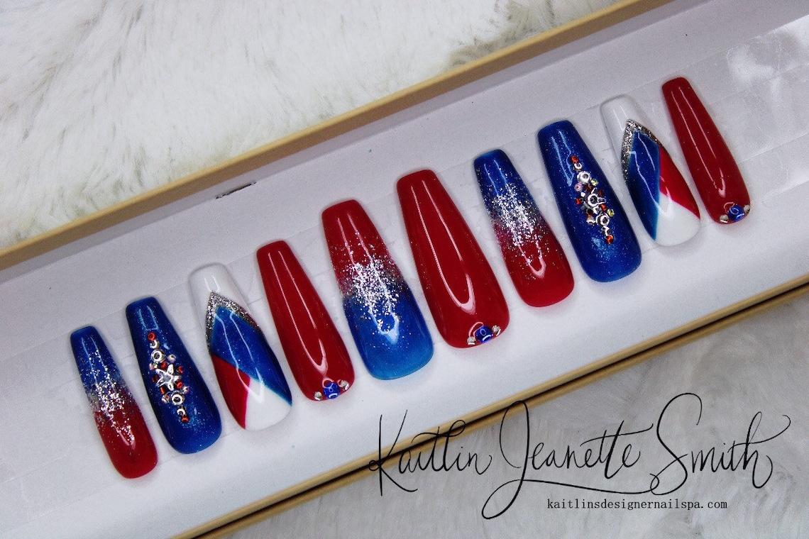 4th of July Gel Press on Nails - Etsy