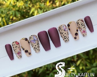 Purple Wild Wings Gel Press On Nails