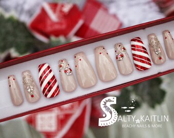 Tenha um “pequeno Natal de joias” com unhas de gel 3D Press On