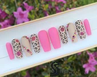 Unhas de gel Wild Roses Press On