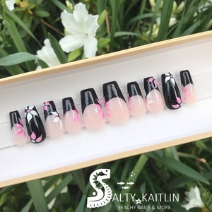 French Floral Gel Press On Nails