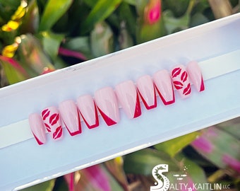 Besos y deseos de San Valentín Gel Press On Nails