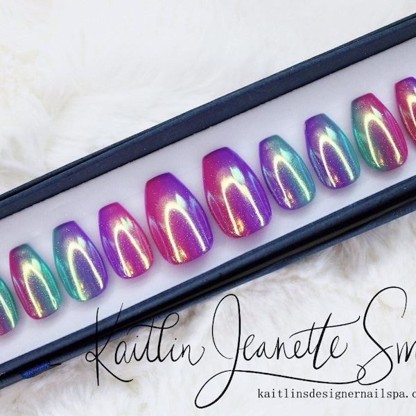 Ultra Chrome & Swarovski Accent Press On Gel Nails