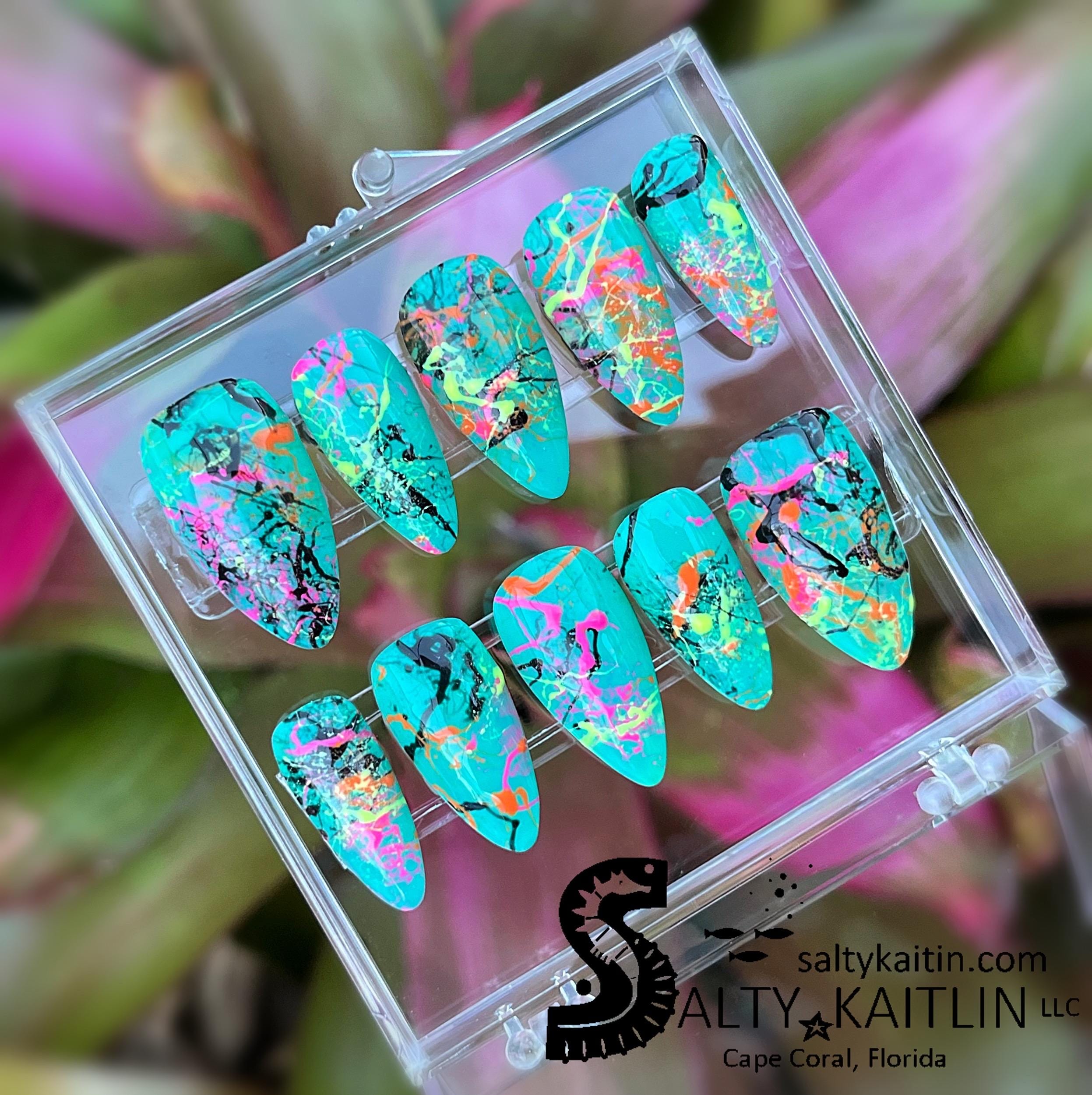 Vibrant Watercolor Splash Nail Art