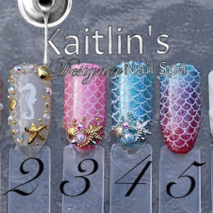 Mermaid Swarovski Gel Press On Nails