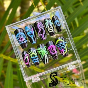 Beachy Neon Lights Press On Nails