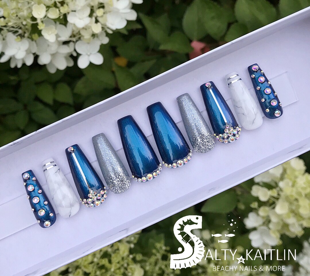 Lapis Lazuli Press on Gel Nails - Etsy