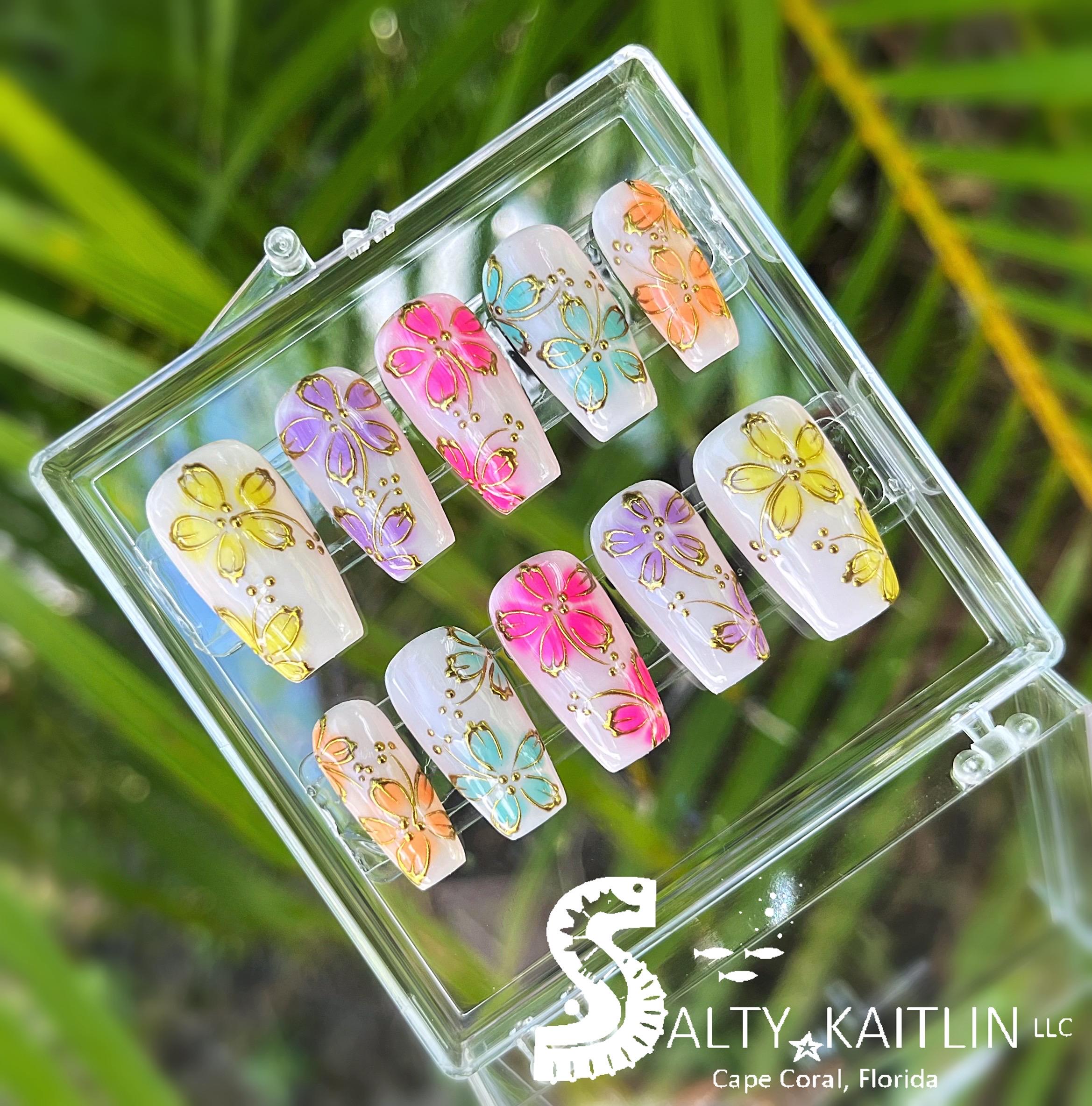 Hand Painted Blooming Hibiscus With 3D Isolated Chrome Press on