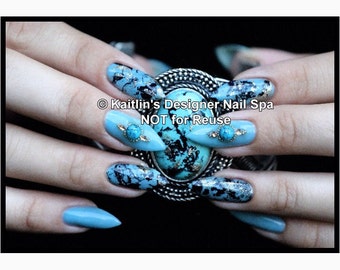 Truly Turquoise Gel Press On Nails As Seen In NAILS Magazine January 2016