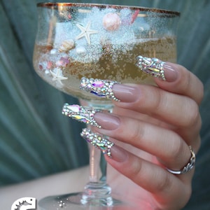 Rhinestone French Press On Gel Nails