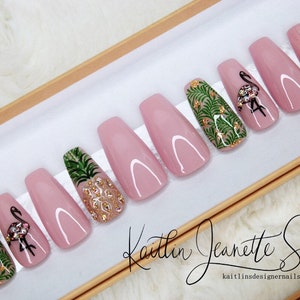 Tropical Gel Press On Nails