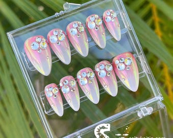 Jelly Chrome Ombré Gel Drücken Sie auf die Nägel